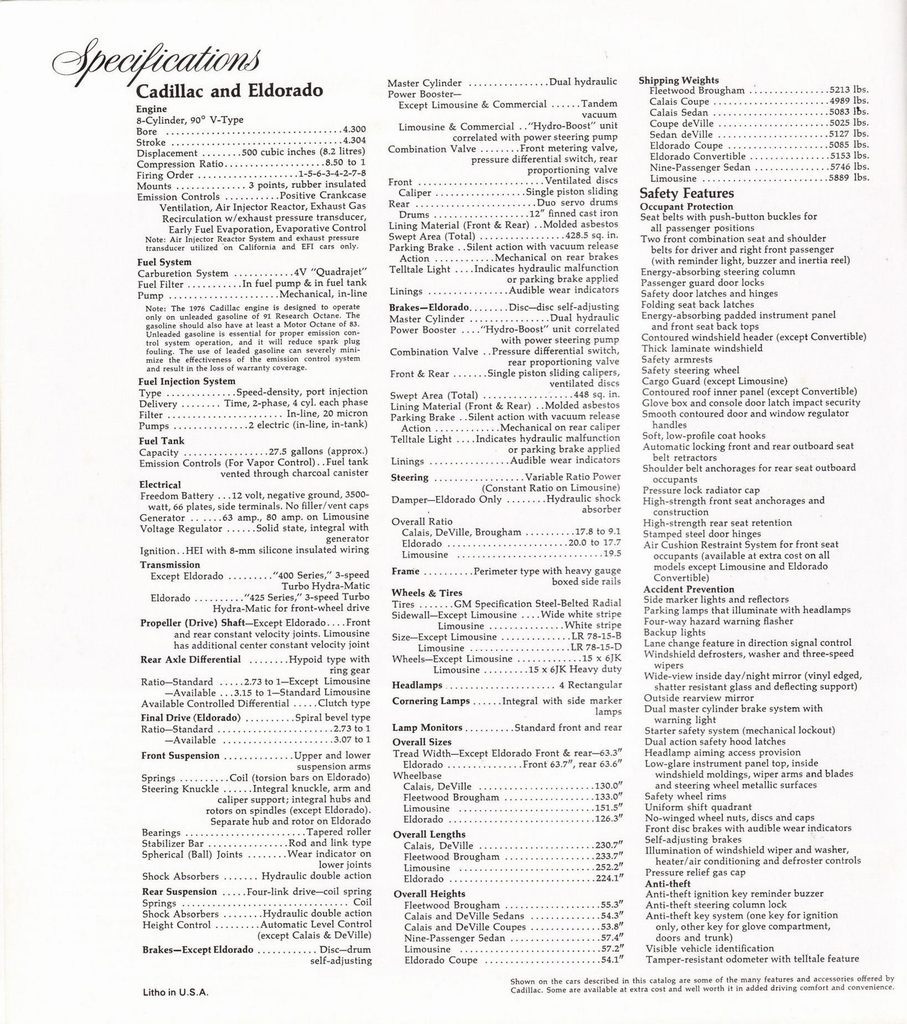 1976 Cadillac Full-Line Prestige Brochure Page 5